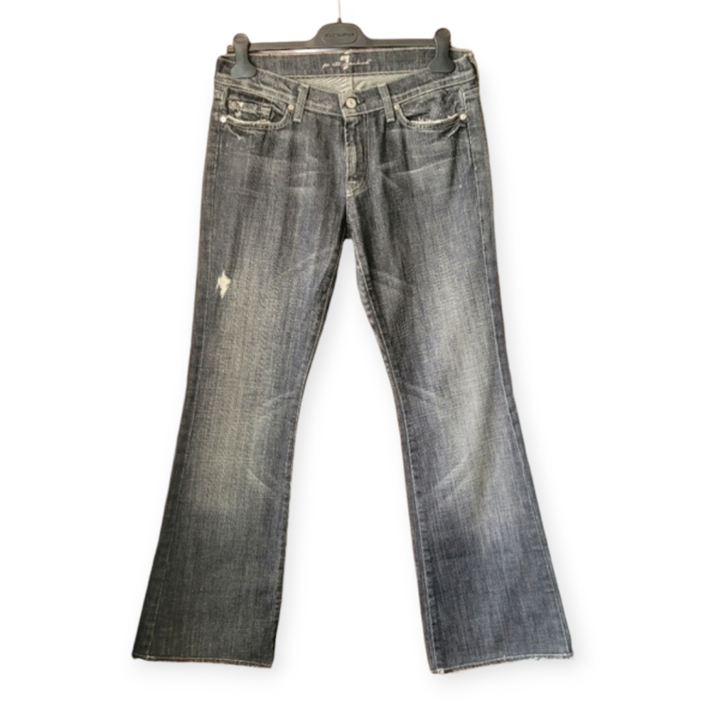 Y2K 7 For All Mankind Flare Jeans Made in USA Size 31 Distressed Minimalist